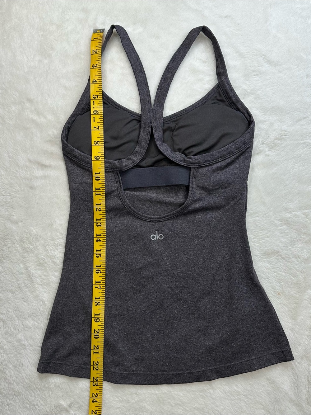 ALO Yoga Charcoal Black Racerback Tank with Built-In Bra - XXS - Picture 8 of 8